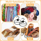 100 Pack Scarf Hanger, 5.5 Inch Plastic Scarf Organizer Space Saving for Closet, Black Multi-Functional Tie Belt Hanging Rack Holder Bulk for Multiple Scarves, Wardrobe Storage
