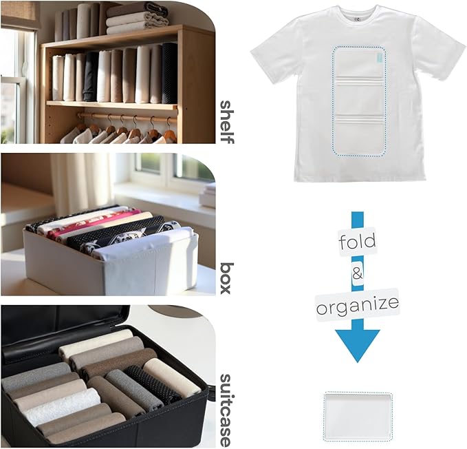 7 Pcs PLIIO Medium Filers, Foldable Clothes Organizer, Space-Saving Closet and Suitcase solution, Wrinkle-Free Storage Solution for Home and Travel, Wardrobe Organizer and Clothes Folder