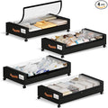 Yecaye Under Bed Storage with Wheels, 4 Pack Under the Bed Storage Containers with Lids & Label, XXL 60L Rolling Underbed Storage Drawers for Clothes, Blankets, Shoes, Black