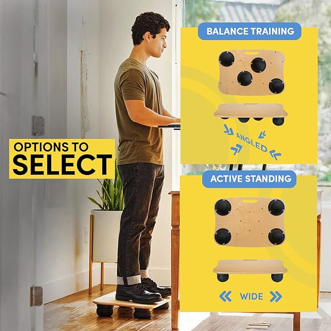 LifeSpan Fitness Aero standing balance board for standing desks, Anti-Fatigue, Health and Comfort 23x16x4.5 inch, Light Birch Wood