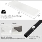 Venusmiles Floating Shelves for Wall, 40" W x 12" D x 2" H, 2 Pack of Long Wall Mounted Engineered Wood Shelves with Invisible Brackets for Living Room, Bedroom, Bathroom, Kitchen Decor, White