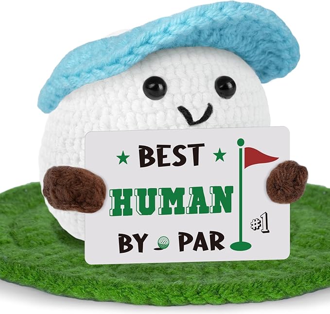Golf Gifts for Men - Funny Crochet Golf Ball Accessories, Positive Gifts for Golfers Husband Dad Friends, Emotional Comfort Golf Gift Birthday