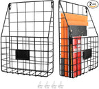 QWORK Metal Wire Wall Mounted File Organizer – 2 Pack Fits A4 & Letter Size, Space-Saving Storage for Office, Home & Entryway