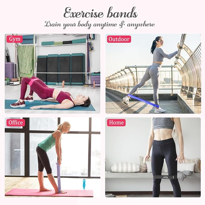 VEICK Resistance Loop Exercise Bands, Elastic Workout Bands for Men Women, Set of 5 Different Resistance Levels Stretch Band for Home Fitness Stretching Strength Training