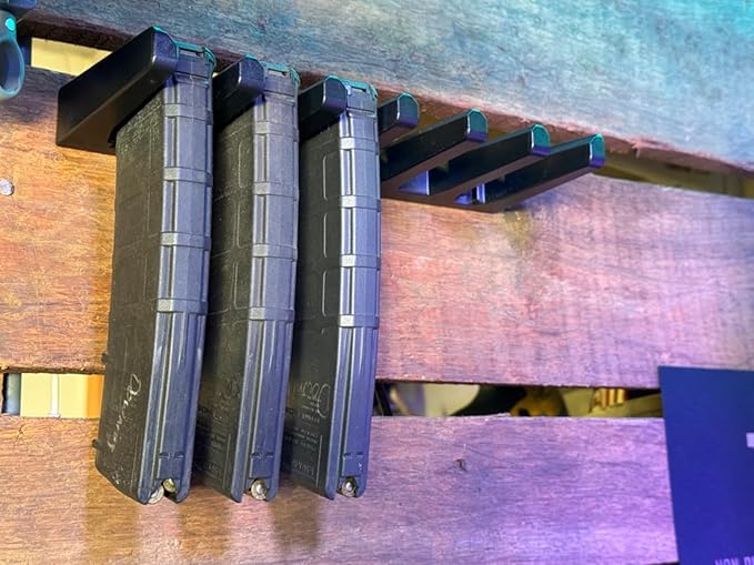 AR10 Wall Mount Mag Holder，PMAG Rack Wall Mount，AR-10 Magazine Hodler， Display Mag Storage for AR 308 Rifle Wall Rack,Home Magazine Storage for Gun Safe,Cabinet,Wall (2 Mounts Hold 12 Mags)