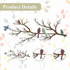 ESTART Metal Birds Wall Art, Metal Vivid Birds on Branch Silhouette Wall Decor Leaves with Bird Outdoor Hanging Wall Sculpture for Living room Bedroom Balcony Garden (Colorful, Large)