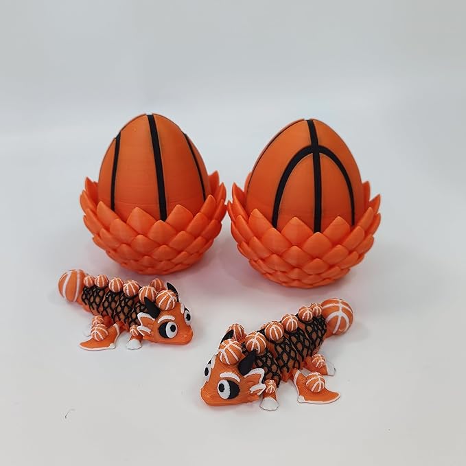 Enchanted 3D Egg with Miniature Inside - Handcrafted Printed Collectible | Fantasy Decor & Gift (Basketball Dragon & Egg (Box))