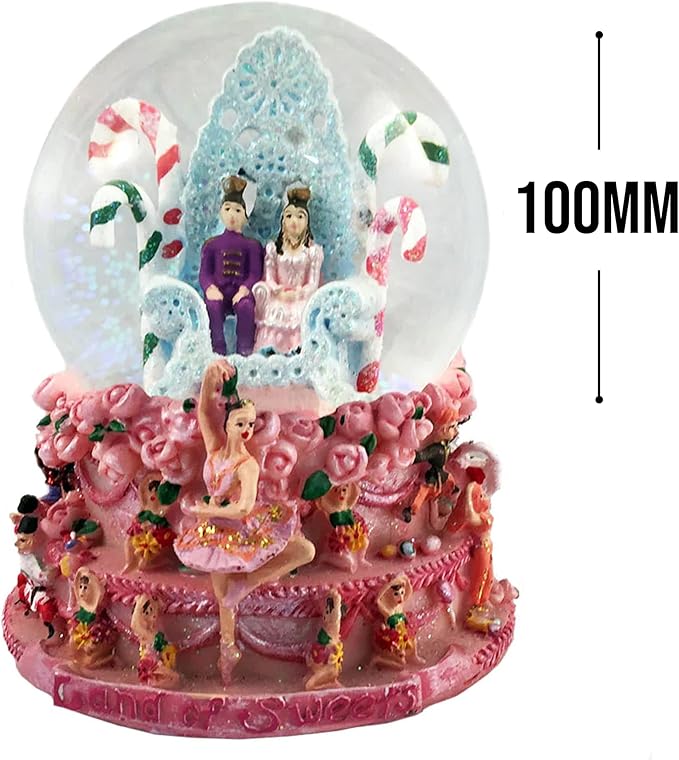 Nutcracker Ballet Gifts Musical Nutcracker Snow Globe, Christmas Ornaments Decorations, Holiday Home Decor, 5.75” x 4.5” inches, Clara and Prince