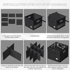 2 Pack Shoe Organizer for Closet Large Shoe Box Storage Containers with Clear Window Space Saving Shoe Bin with Foldable Bottom Support Adjustable Dividers Fits 32 Pairs (Black, (16.5*16.5*13in)*2)
