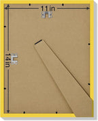 Vittanly 11x14 Picture Frames Set of 9, Shatter Resistant Plexiglass, Display 8x10 Pictures with Mat or 11x14 without Mat, Photo Frames for Wall or Tabletop, Engineered Wood, Yellow