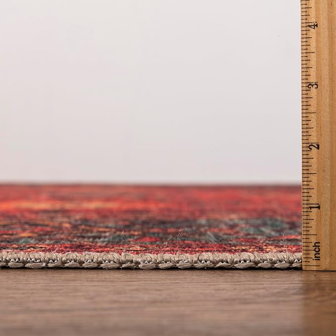 Keen Home Design 5x7 Rug - Machine Washable Area Rug with Non-Slip Backing, Ideal for Living Room, Dining Room, Bedroom - Vintage, Easy Clean, Durable, Low Pile Rug - (5' x 7')