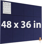 MaxGear Large Cork Board for Wall 48" x 36" Dark Blue Bulletin Board, 12 Pack Felt Wall Tiles with Pushpins, Cork Boards for Office Pin Board Tack Board for Photo Meno Decor