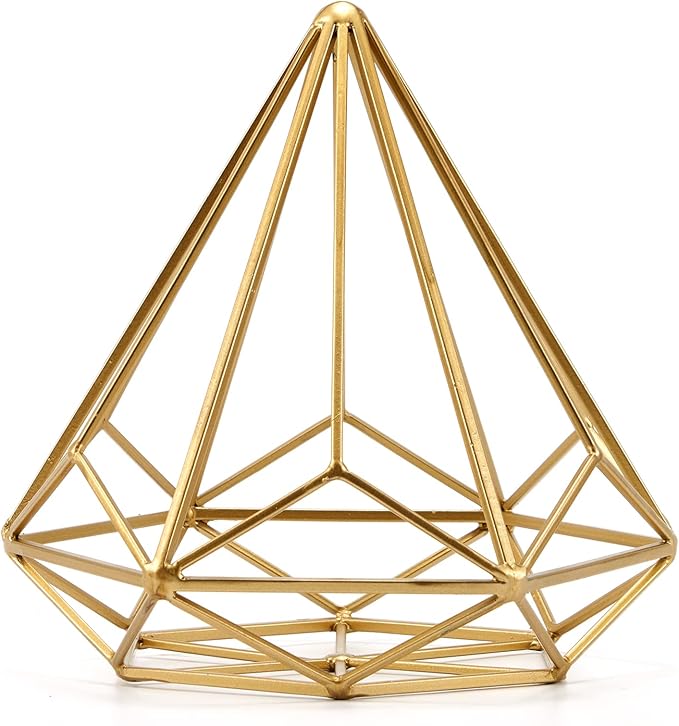 HLQMFHT 6 inches-Bright Gold Iron Sphere-Diamond Shape, Geometric Sculpture Decorative Sphere,Tabletop Decorations for Living Room, Study，Bedroom，Modern Home Decor Accents