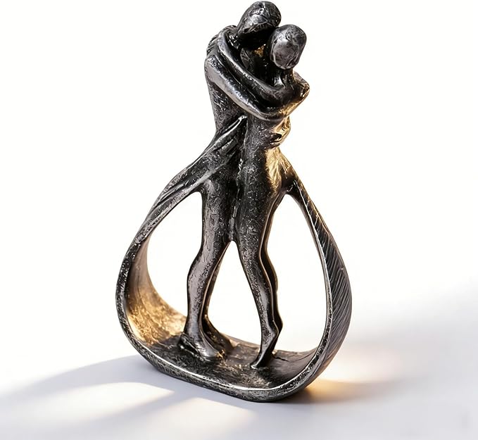 Modern Abstract Couple Statue, Kissing Lovers Sculpture Figurine for Home Decor Living Room Bedroom Bookshelf Office, Gift for Wedding Anniversaries, Love Decor Ornament for Valentines - Style C