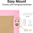 Linen Bulletin Board,13"x17" Pink Wood Frame Bulletin Boards,Beige Linen,Small Pin Board for Home Kitchen Office Decorative(PK-3343)