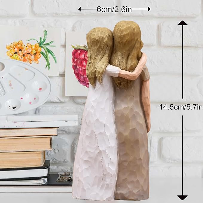 Mom Birthday Gifts from Daughter, Birthday Gifts for Mom from Daughter, Mother Daughter Gift, Mother of The Bride Gift, Sculpted Hand-Painted Figurine(Almond Rose Brown)