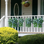 Artificial Fake Hanging Flowers Plants for Outdoor Spring Decoration, 2PCS Faux Silk Violet UV Resistant Look Real Trailing Vines for Outside Home Planter Porch Patio(Blue)