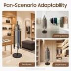 Floor Standing Belt Display, Tie Rack Floor Mounted Belt Hanger Belt Display Shelf Purse Hanger Stand Scarf Stand Adjustable Feet for Home, Boutiques, Clothing Stores, Retail Stores (Black)