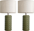 23" Modern Ceramic Table Lamps Set of 2 - Table Lamps for Living room, Farmhouse Bedside Night Stands Lamp for Bedroom, White Boho Nightstand Lamps Set of 2, Desk Lamp for End Table Home Decor(Green)