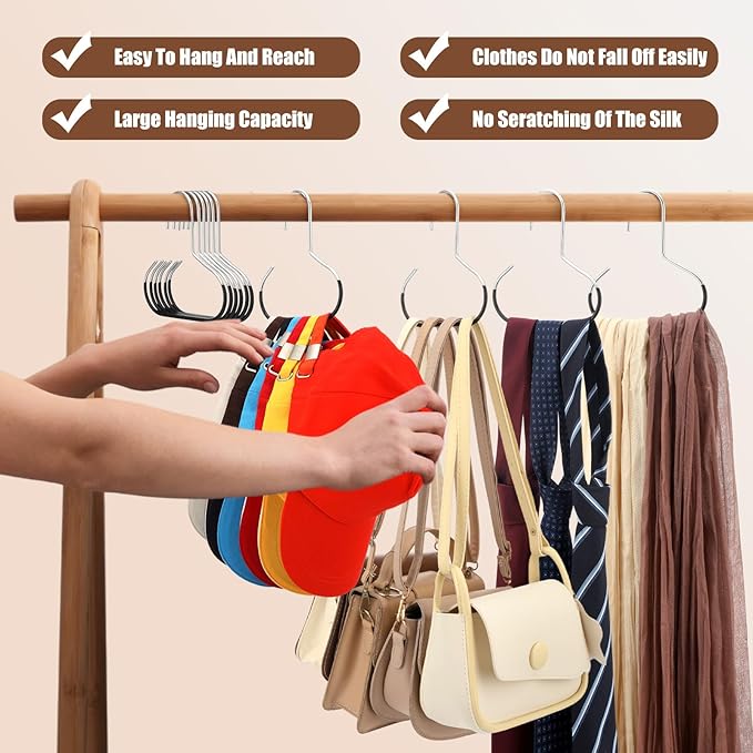 Zonon 12 Pcs Scarf Hangers Metal Belt Hat Ring Hanger with Grip Coating, Scarf Organizer Storage Holders for Ties Scarves Belts Tank Tops Hat Hooks (Black)
