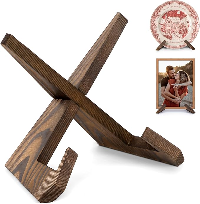 ANBOXIT Plate Stand for Display - 6.5 Inch Plate Holder Display Stand, Wooden Picture Frame Holder, Decorative Table Top Easels
