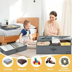 6-Inch Under Bed Storage Containers (3-Pack) | Sturdy Sidewalls | Clear Cover & Label Holder | Underbed Organizer for Crib/Couch | Stores Clothing/Blankets/Wrapping Paper/Toys