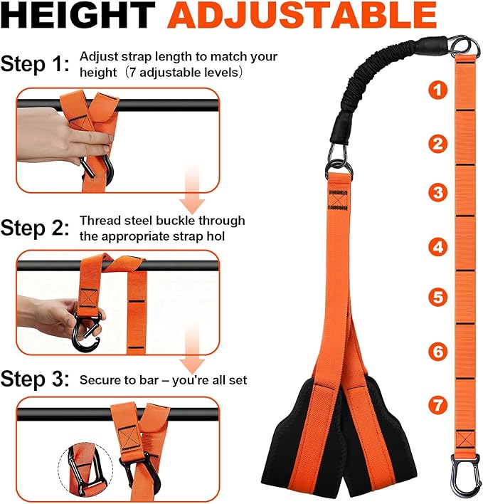 Pull Up Assistance Bands 65-260lbs, 4 Heavy Duty Pull Up Resistance Bands with Fabric Feet/Knee Rest for Pull Up Bar, Body Strength Training, Home Gym Fitness