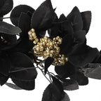 Artificial Flower Swag, Rose Eucalyptus Floral Swag Black Decorative Swag, Decorative Swag with Black Eucalyptus Leaves for Halloween Home Front Door Lintel Wedding Arch Party Tabletop Wall Decor(A3)