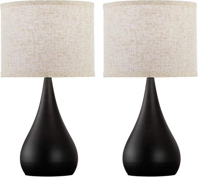 18.1'' Small Modern Touch Lamps for Nightstand Set of 2 with 3 Way Dimmable, Table Lamps for Living Room, Office, Bedside Lamps with Heavy Iron Base, Touch Switch, Bulb Included, Black