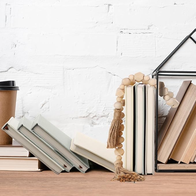 Feifeiya 3 Pieces Faux Decorative Books Set for Home Decor Fake Book for Shelves Coffee Table Stacked Linen Covered Display Notebook with Wood Bead Bookend Gift for Living Room(Light Green)