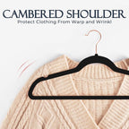 HOUSE DAY Velvet Hangers 30 Pack, Premium Non-Slip Felt Hangers, Sturdy Black Clothes Hanger Heavy Duty, Space Saving Durable Suit Coat Hanger, 360° Rotating Rose Gold Hook