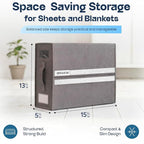IBRAKIM Bedsheet Organizer Set of 4, Linen Storage Organizer for Closet and Under Bed, Foldable Bedding Organizer for Sheets, Blankets, Comforters, Closet Storage Bins, Grey