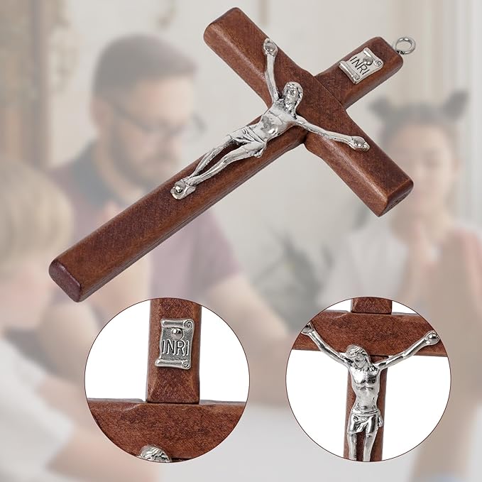 Crucifix Wall Cross, Small Wooden Cross,Wood Crucifix for Wall, 5.11 Inch Wooden Wall Hanging Cross Wall Decor Home Decor