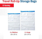 Spacesaver Roll Up Vacuum Storage Bags for Jackets, Suits, Dresses & Clothes – Sealed Compression Bags with Hand Pump – Space Saver Bags for Moving, Travel & Organization - Pack of 8