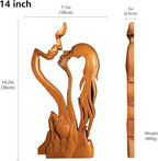 BGCOPPER Wooden Kissing Couple Ornament, Abstract Couple Portrait Sculpture Romantic Love Statue Decor Gift for Women Anniversary Valentine Wedding - 14 Inch
