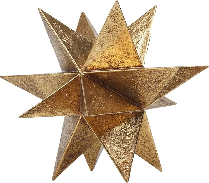 Braxio Modern Style Indoor Home Decor - Resin Gold Multi-Angle Stars Abstract Geometric Sculpture for Living Room Office Desk Bookshelf Table Decor Home Decorations 7 * 7 * 6 Inch