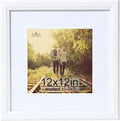 KTKDE 12x12 Picture Frame Real Glass, Display Pictures 8x8 with Mat or 12x12 Without Mat, Modern Style Wood Composite Frame,Gallery Wall Frame Wooden White ，best gift