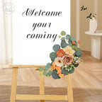 Odouzy Artificial Wedding Arch Flowers for Wedding Sign,Set of 2 for Wedding Welcome Ceremony Sign,Faux Floral Swags,Wedding, Banquet and Reception Backdrop Floral Decoration (Orange)