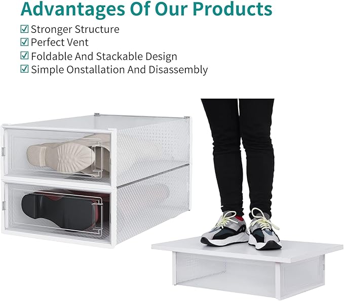 PARANTA 12-Piece Boot and Shoe Storage Box, Stackable Clear Plastic Shoe Box, Space-Saving Shoe Organizer for Boots, Sneakers, and High Heels, Clear