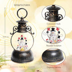 Christmas Snow Globes Lantern, 8 Songs, 6H Timer, Battery & USB Powered, Brown Plastic Classic Snow Globe