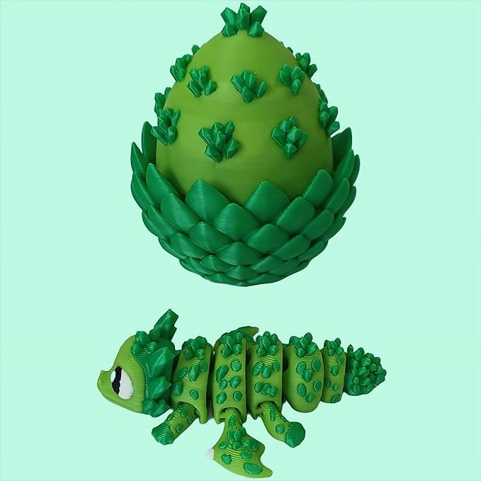 Enchanted 3D Egg with Miniature Inside - Handcrafted Printed Collectible | Fantasy Decor & Gift (Green Crystal Dragon & Egg (Box))