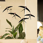 Flying Swallows Hanging Mobile Set of 5, DIY Handmade Swallow Bird Mobile Hanging Decor for Living Room and Bedroom
