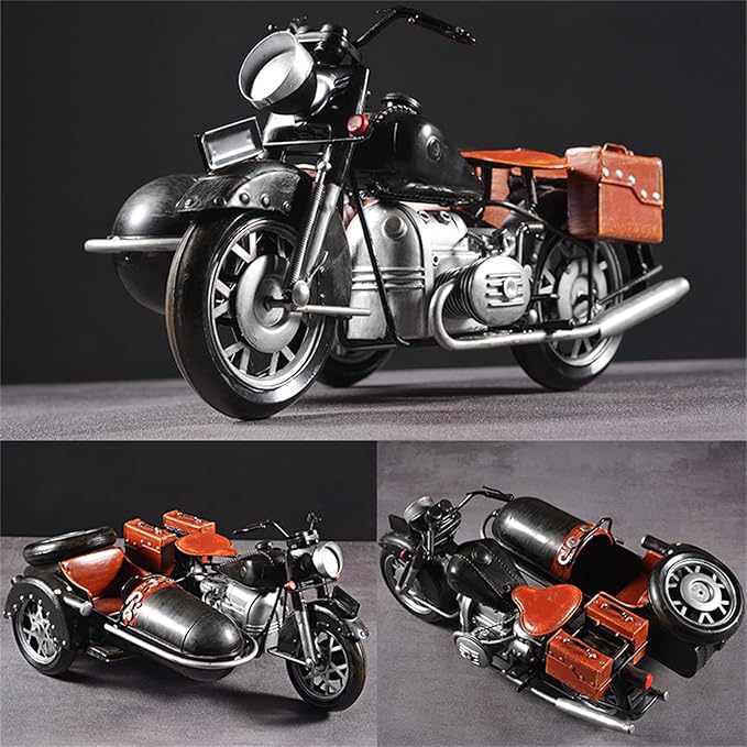 Vintage Motorcycle Model Decorative Collectible - Handmade Retro Iron Motorcycle Figurine Decor Art for Vintage Home Office Decor
