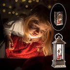 12" Christmas Snow Globe Lantern with Santa Claus - Water Glittering LED Light Lantern with Music - Vintage Xmas Angle Gift - USB Plug or Battery Operated Home Decor
