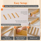 Lifewit 4" High 5 Pack Bamboo Drawer Dividers 43-54cm/17-21.5" Adjustable Wooden Drawer Organizer for Clothes/Utensils, Expandable Drawer Separator for Dresser/Kitchen/Bedroom/Office Organization