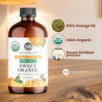 NaturoBliss Organic Sweet Orange Essential Oil, 100% Pure Therapeutic Grade, Premium Quality, 1 fl. Oz / 30 ml - Perfect for Aromatherapy and Relaxation