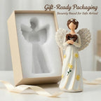 Hand-Painted Guardian Angel Figurine with Heart & Daisy Details – 5.8 Inch Resin Angel Statue for Home Decor – Sympathy, Memorial, & Friendship Gifts for Women, Mom, Grandma, Best Friend