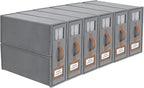 6 Pack Foldable Bed Sheets Set Organizers and Storage(King & Queen Size),Linen Fabric Closet Organizers with Window,Folding Bedding Storage Box for Bedsheets and Pillow Cube Organizer-Gray