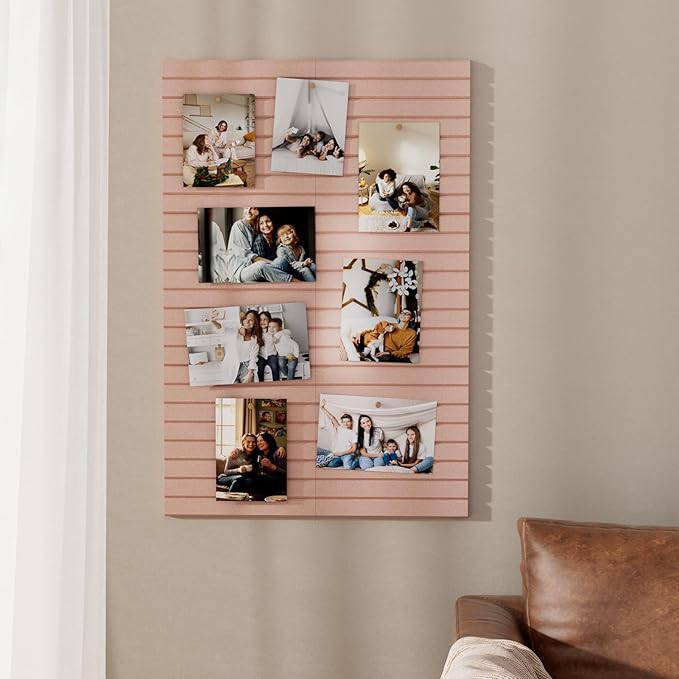 MaxGear Large Cork Boards for Walls 36" x 24", Pink Felt Bulletin Board Tiles for Office Decor, 6 Pack Felt Wall Tiles with Slat Paneling, Push Pin Board Home Wall Organizer
