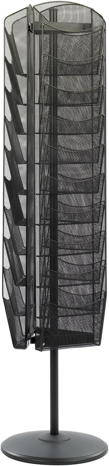 Safco Onyx Rotating Mesh Magazine Holder, Display Rack with 30 Pockets, Brochure Organizer, Commercial-Grade Steel Construction, Black